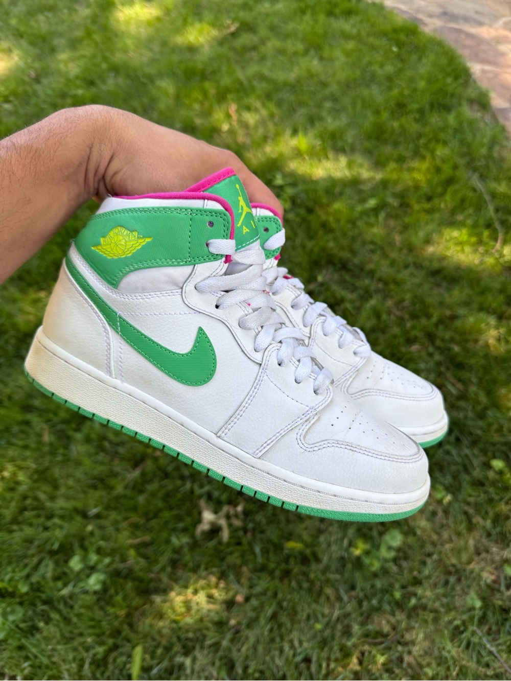 Air Jordan 1 High GG Easter White Green Pink 332148 134 Gradeschool SZ 6.5 Used